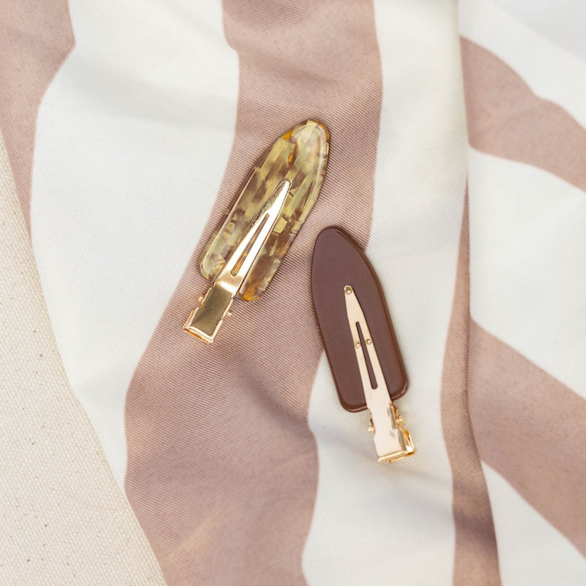 Creaseless Hair Clip Set of 2 - Brown