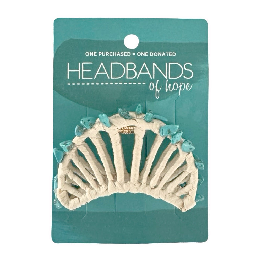 Raffia Seashell Hair Claw Clip - Teal