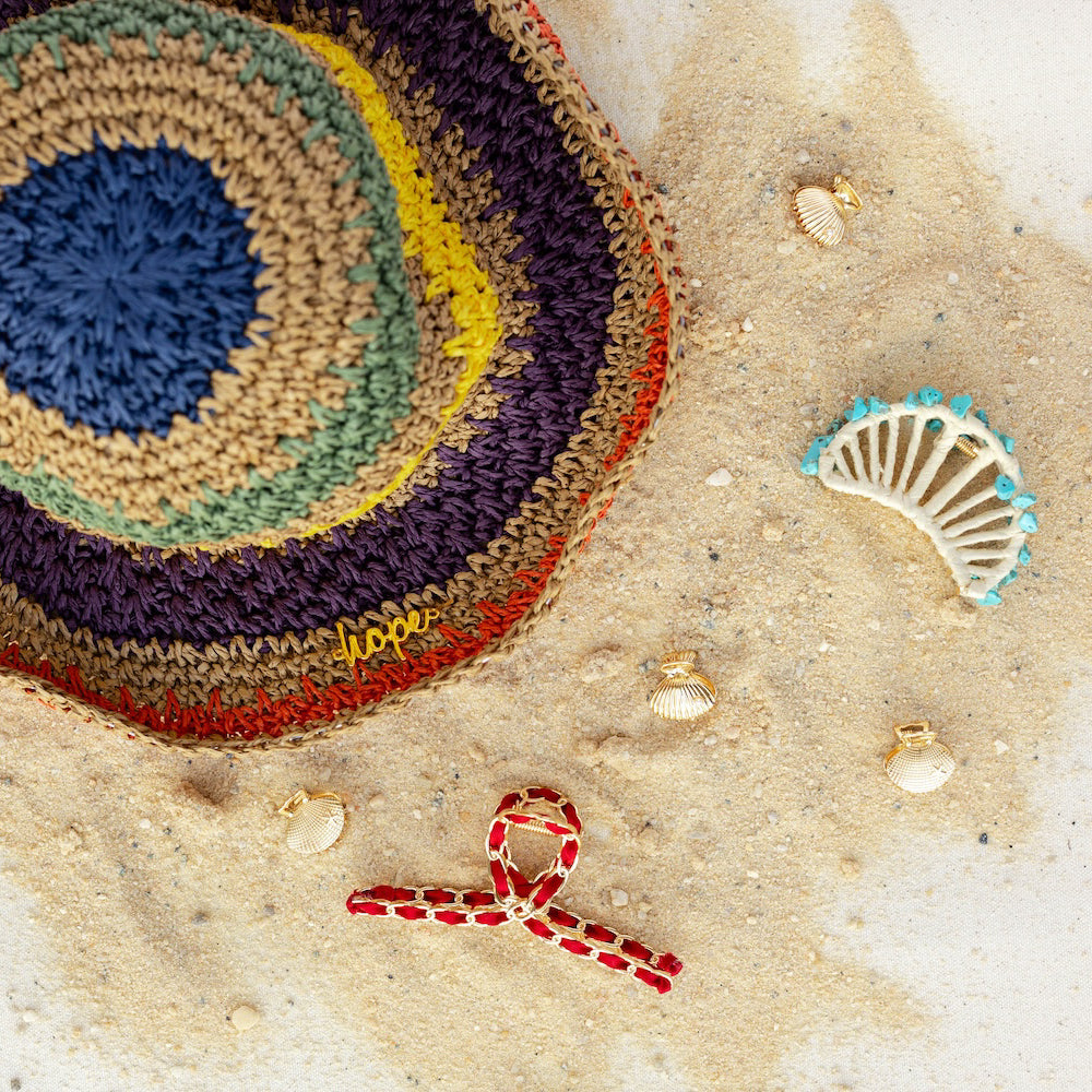 Raffia Woven Bucket Hat - Rainbow