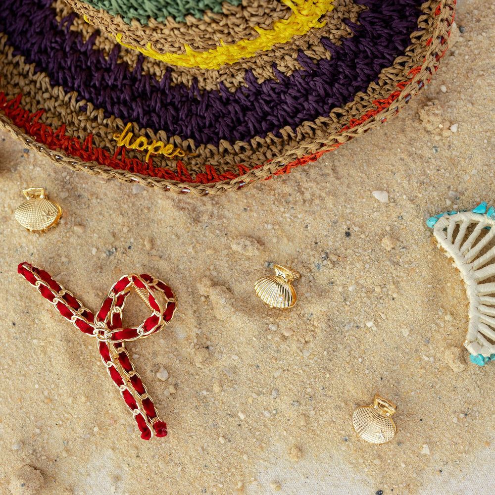 Mini Claw Clip Set of 4 - Gold Seashell