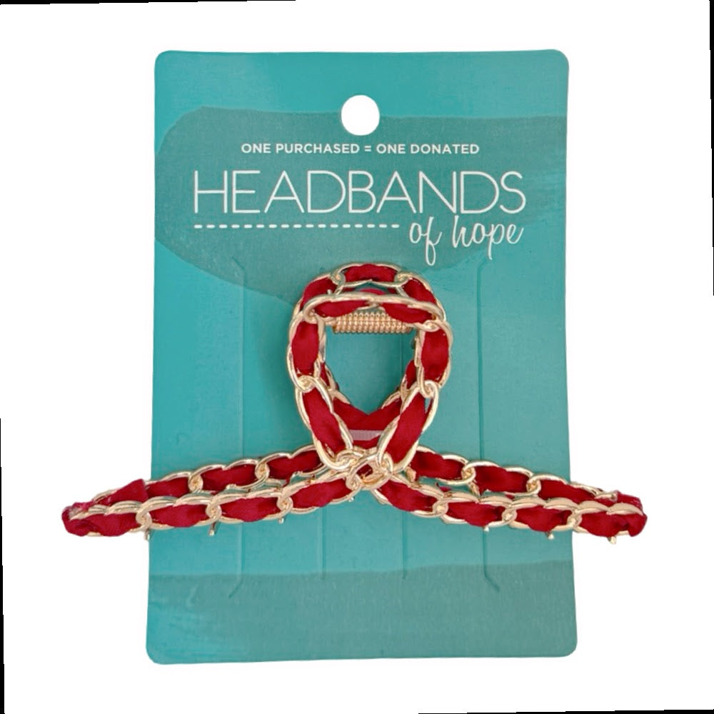 Raffia Looped Hair Claw Clip - Orange Red