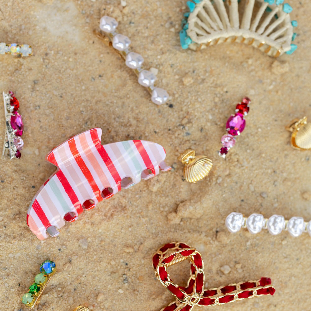 Medium Hair Claw Clip - Stripe Sunset