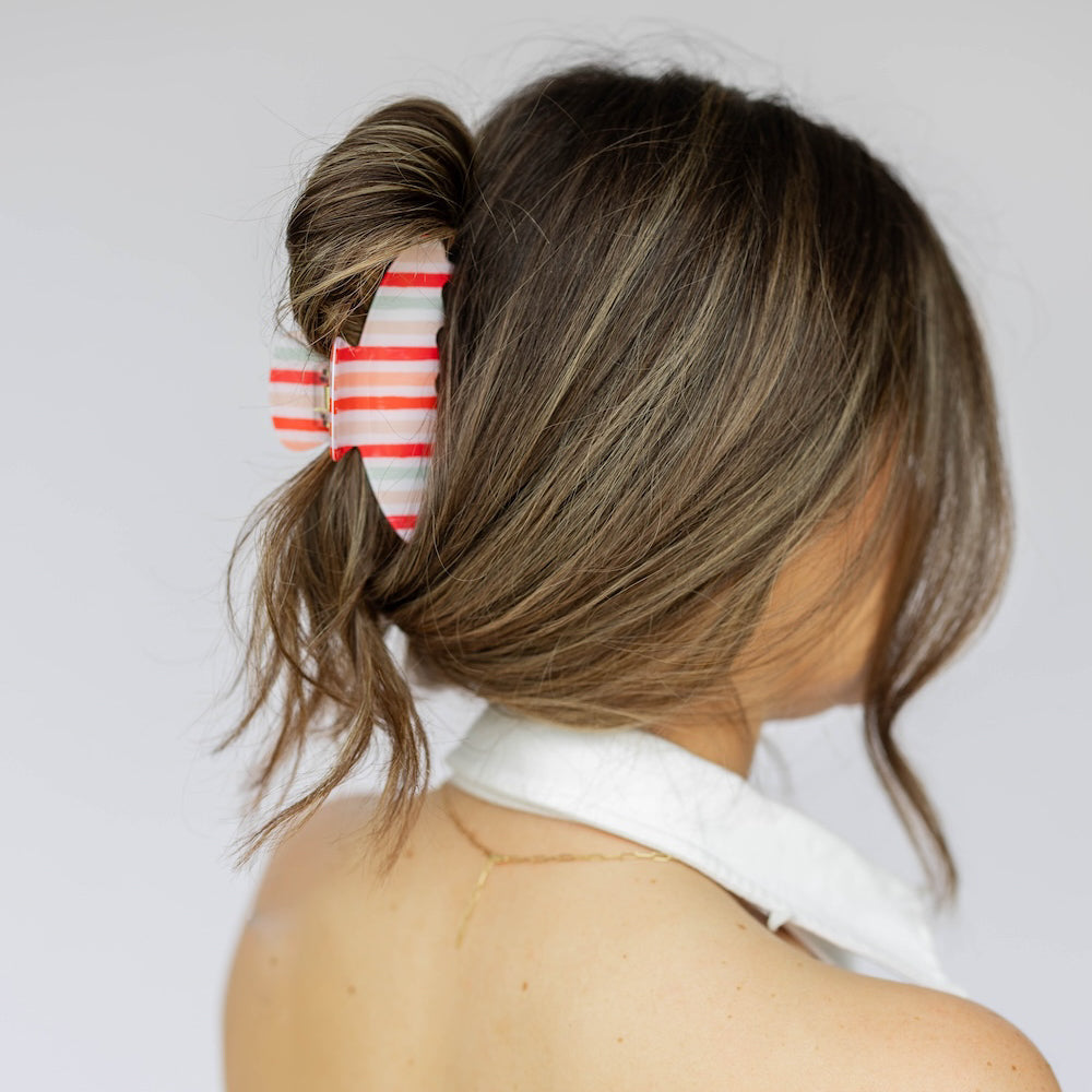 Medium Hair Claw Clip - Stripe Sunset