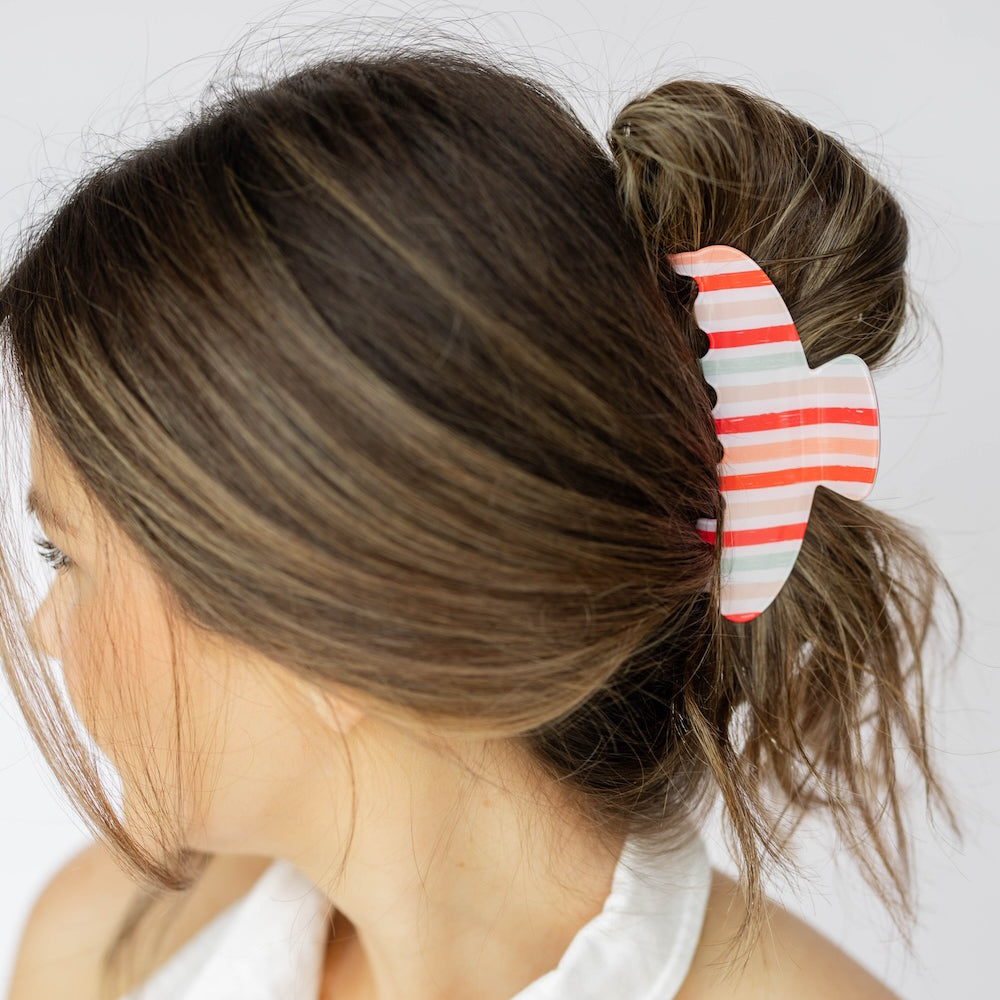 Medium Hair Claw Clip - Stripe Sunset