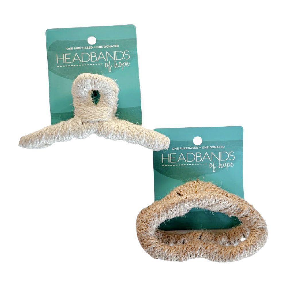 Large Oval Threaded Claw Clip - Tan