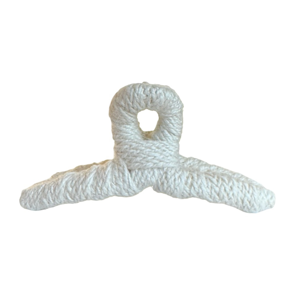 Large Looped Threaded Claw Clip - White