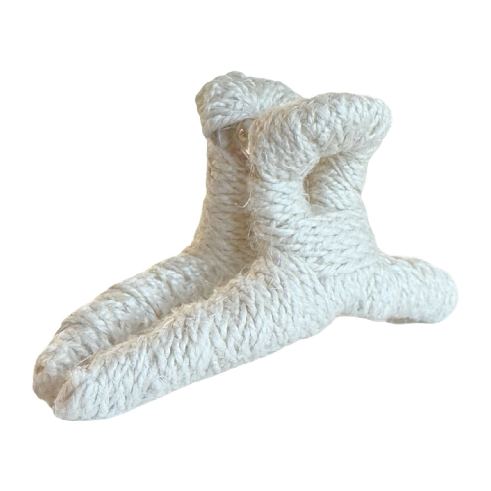 Large Looped Threaded Claw Clip - White