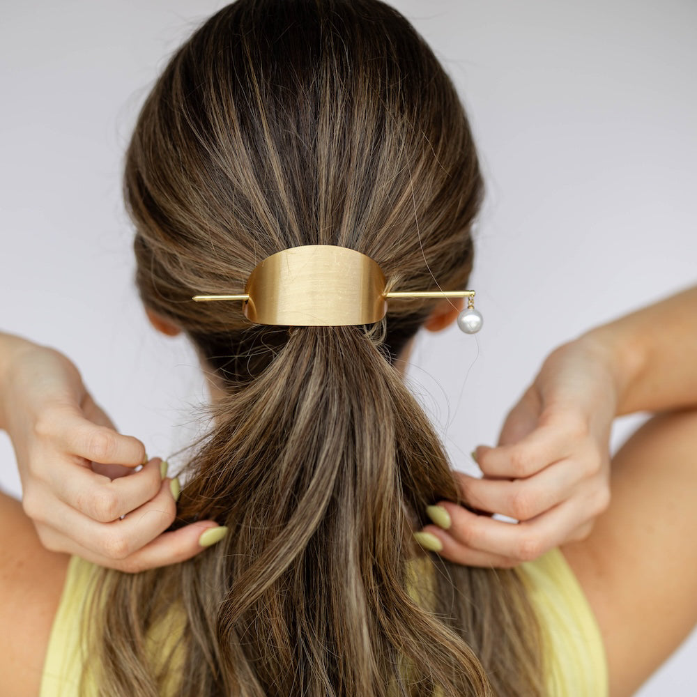 Pearl Drop Ponytail Hair Cuff - Gold