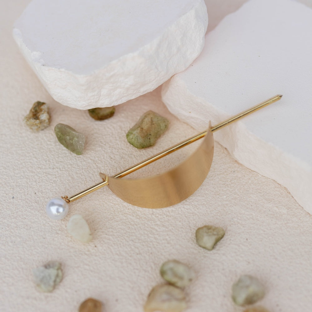 Pearl Drop Ponytail Hair Cuff - Gold