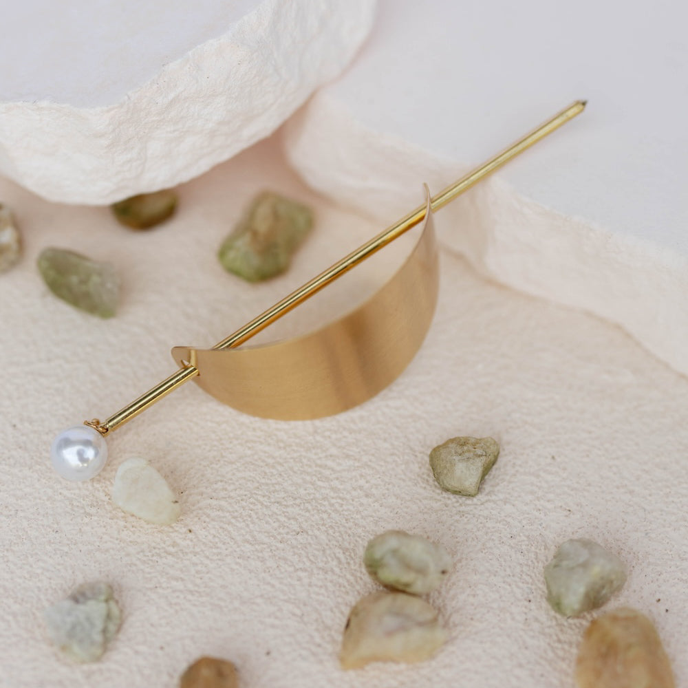 Pearl Drop Ponytail Hair Cuff - Gold