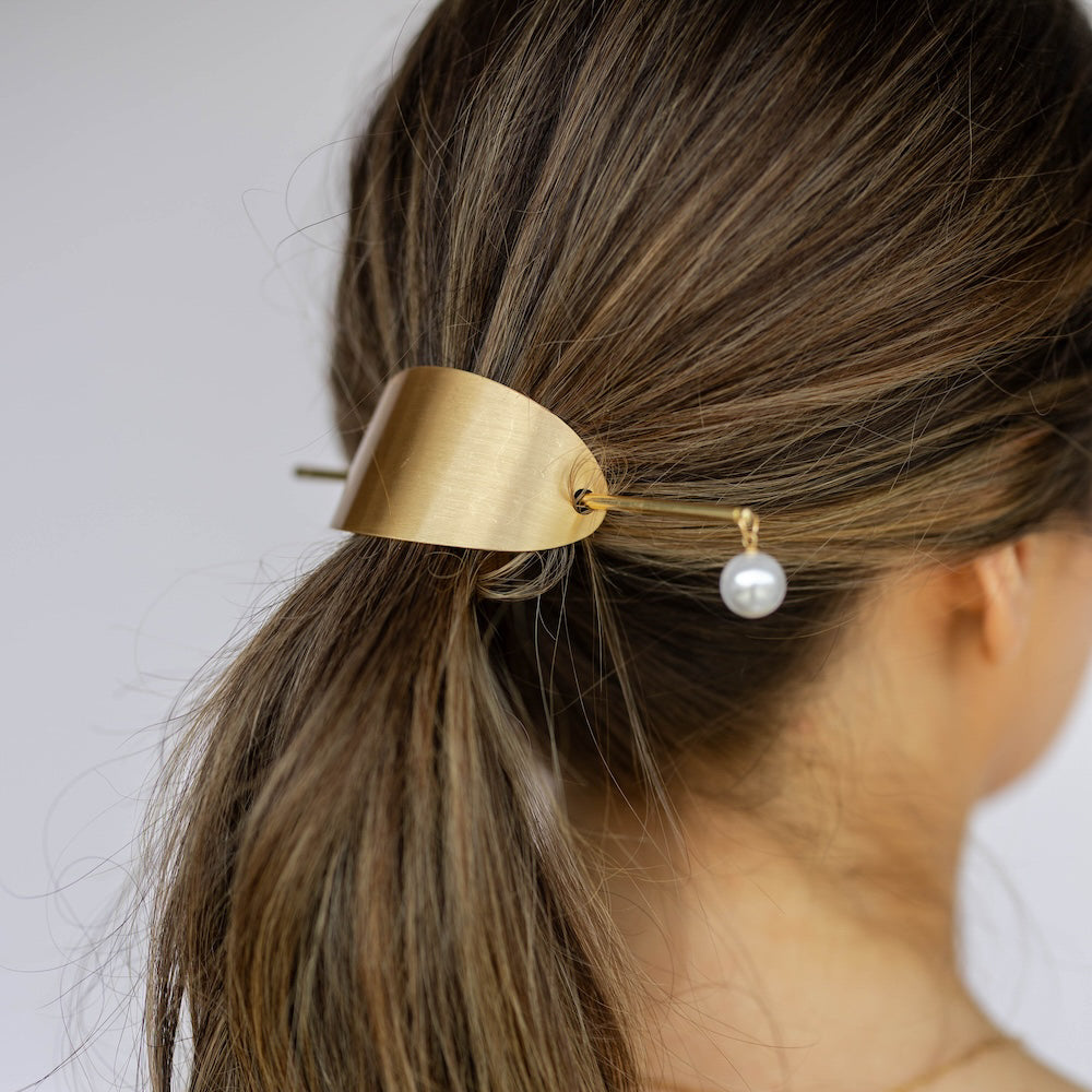 Pearl Drop Ponytail Hair Cuff - Gold