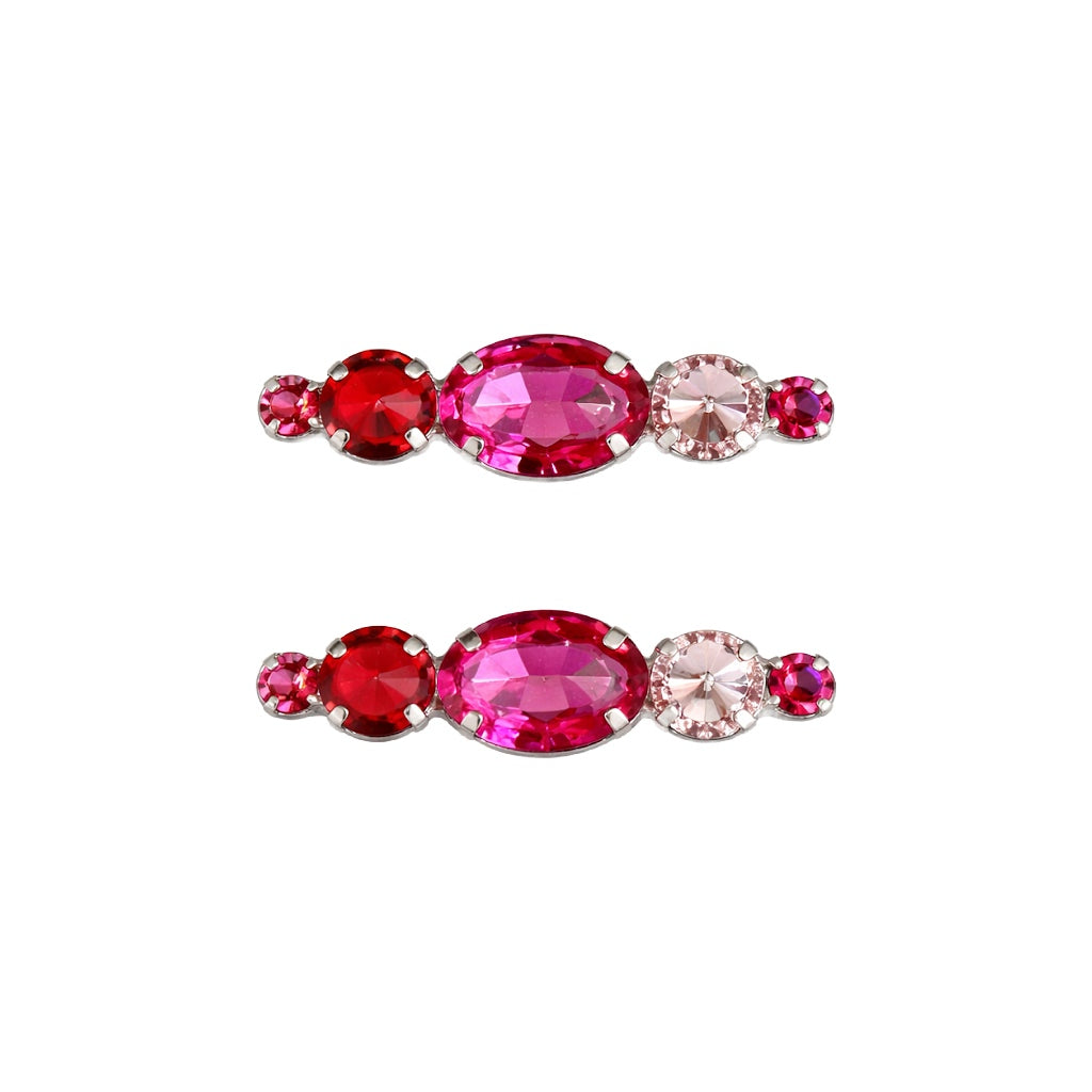 Small Barrette Hair Clip - Pink Gems