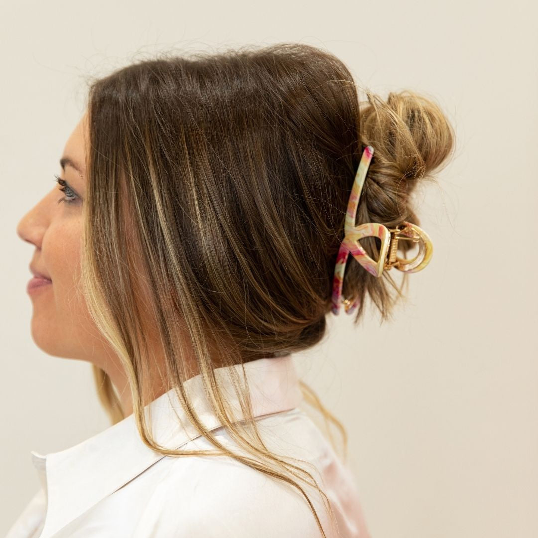 Looped Claw Clip - Hot Pink