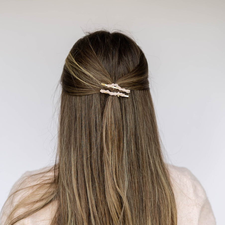 Bobby Pin Set of 2  - Rose Quartz
