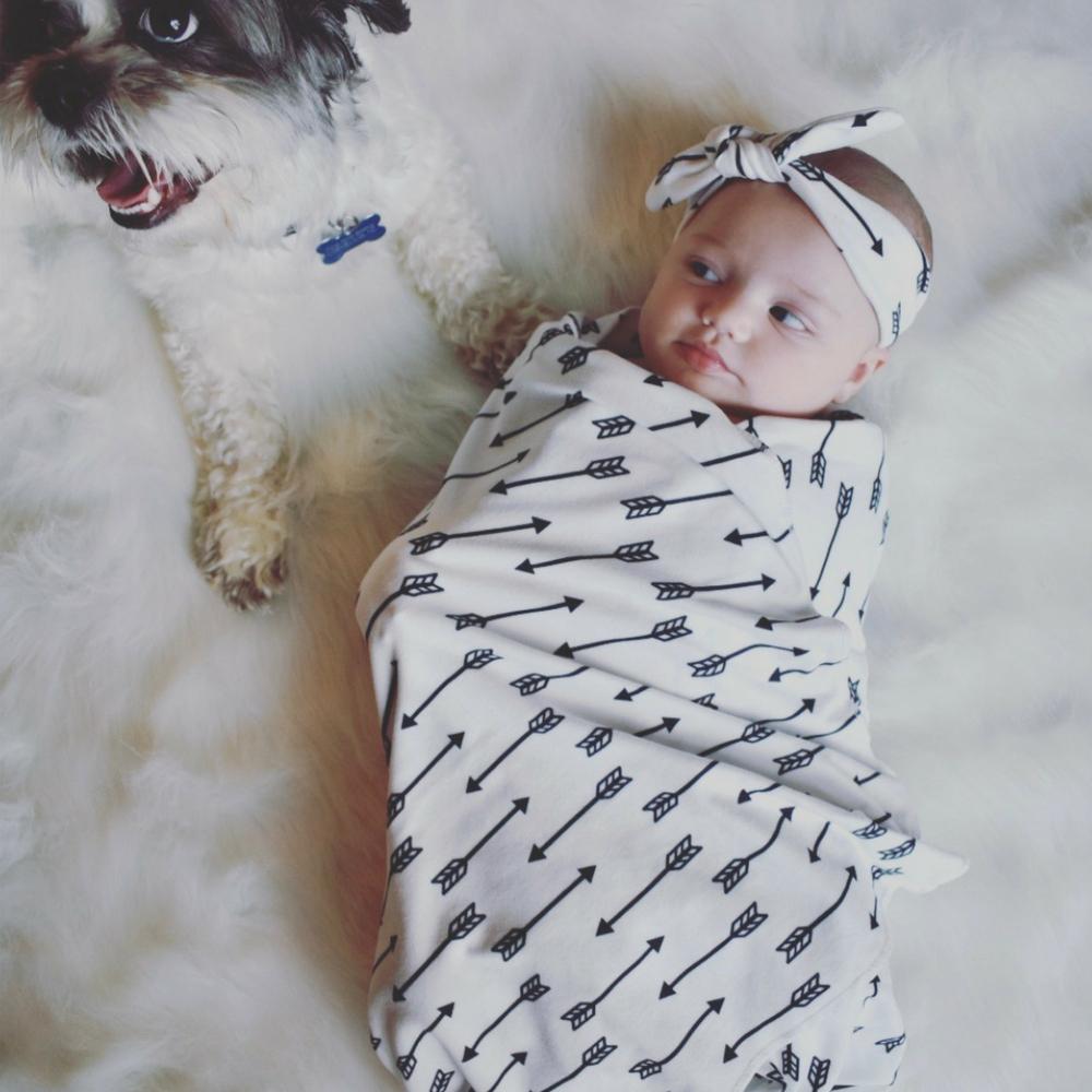 Black Arrow Swaddle + Headband Set