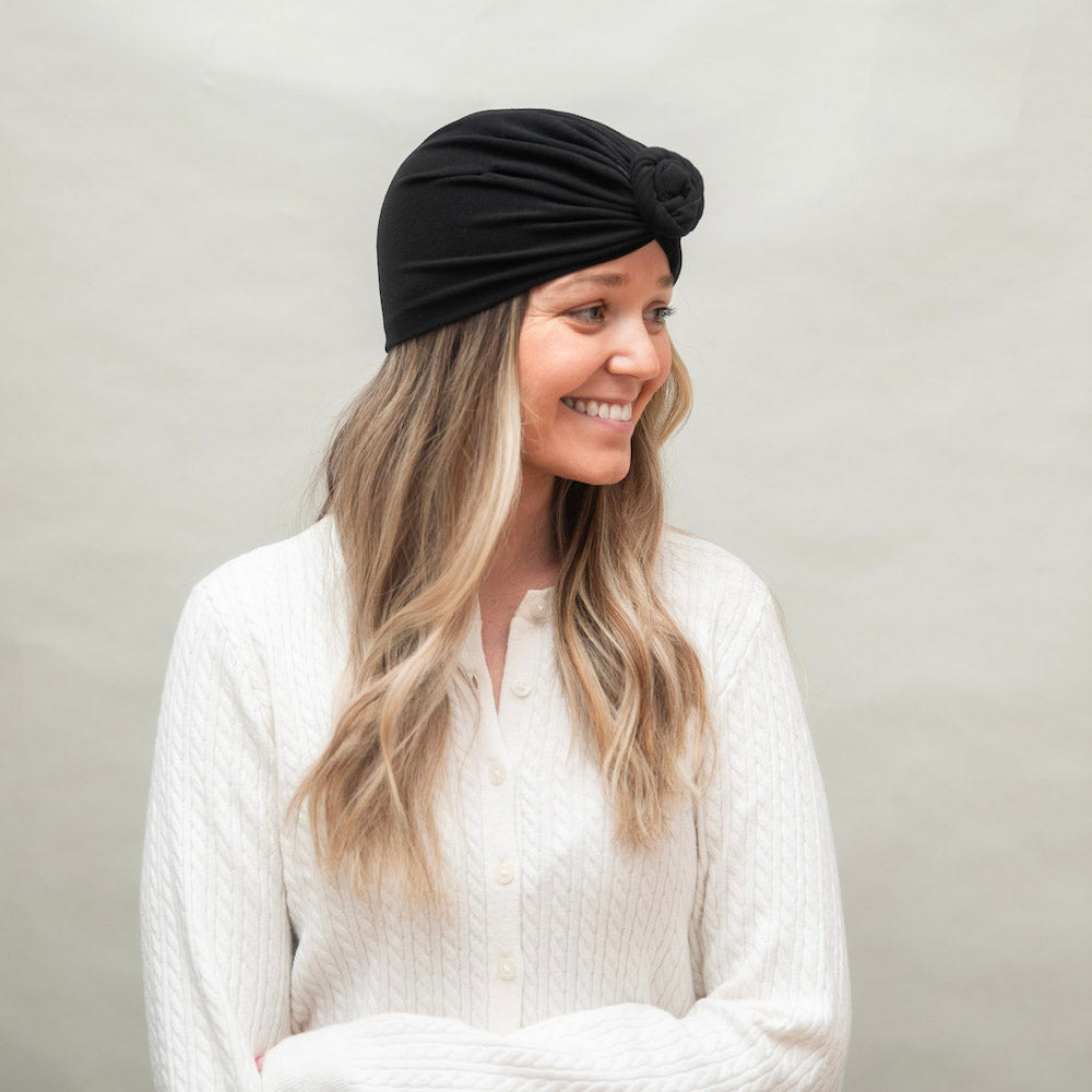 Adult Full Coverage Tube Turban - Black