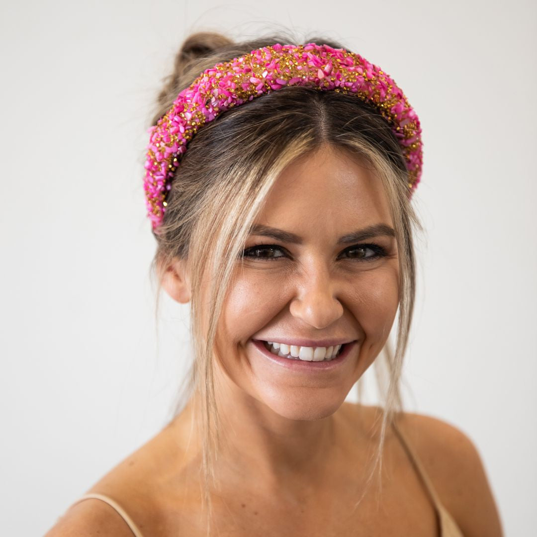 All that Glitters Headband - Hot Pink + Gold