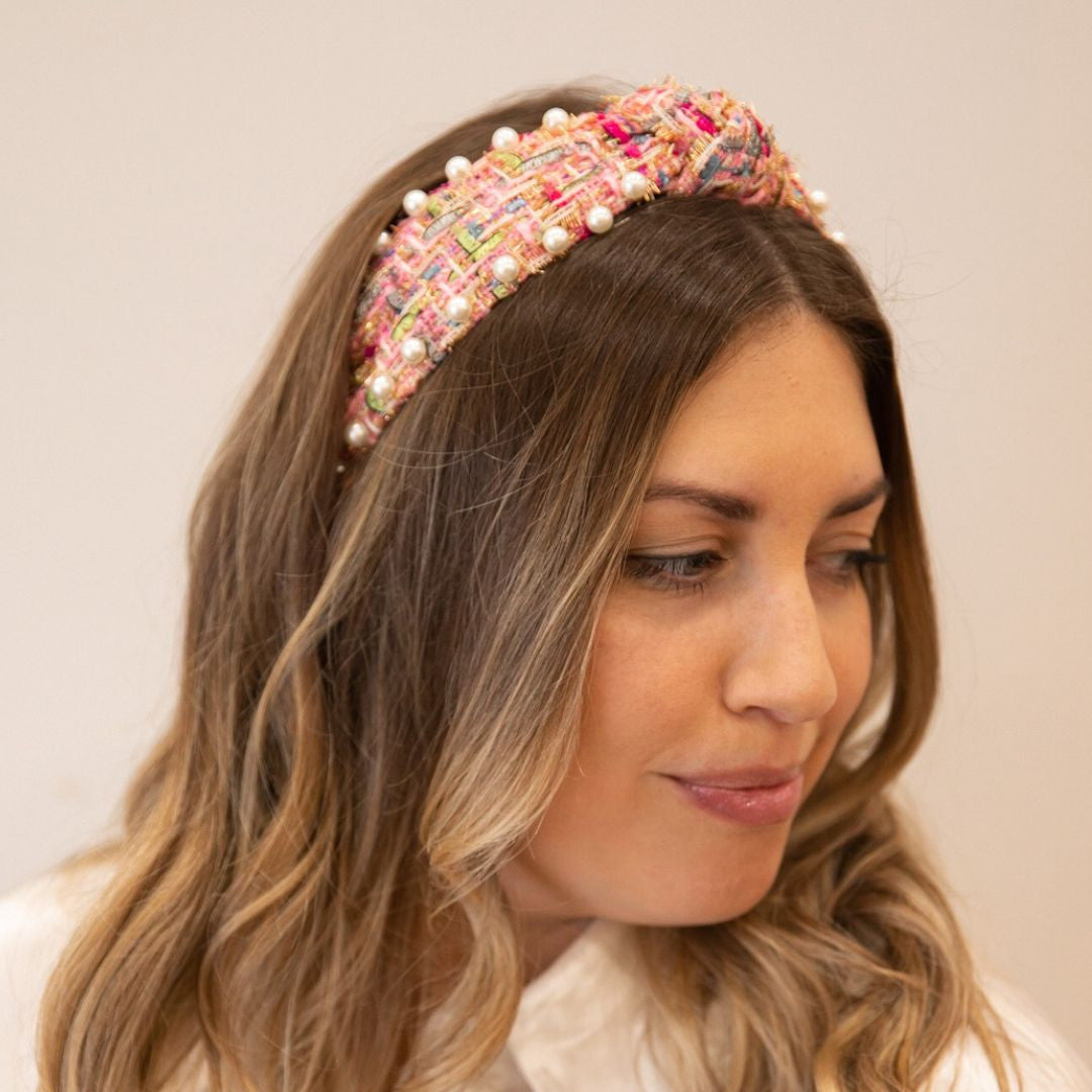 It Girl Pearl Headband - Pink