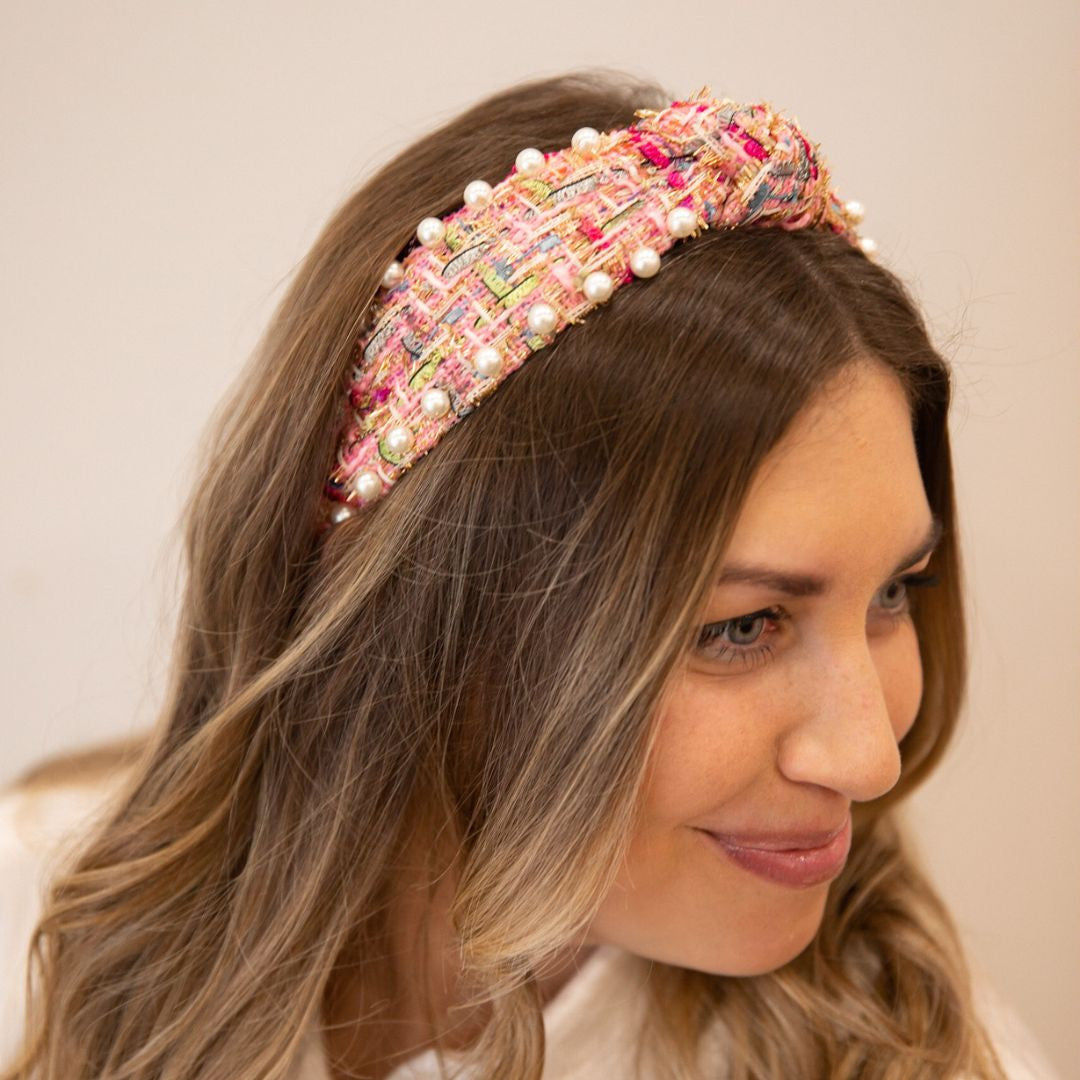 It Girl Pearl Headband - Pink