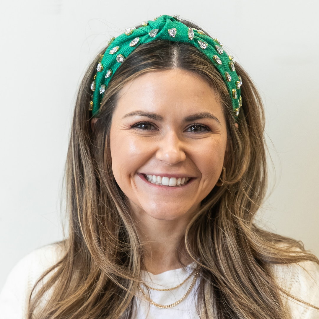 Traditional Woven Headband - Green Gem