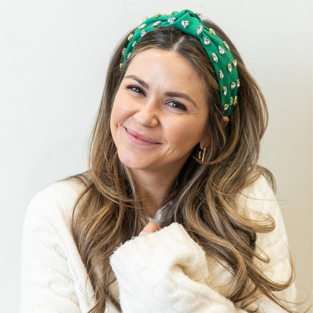 Traditional Woven Headband - Green Gem