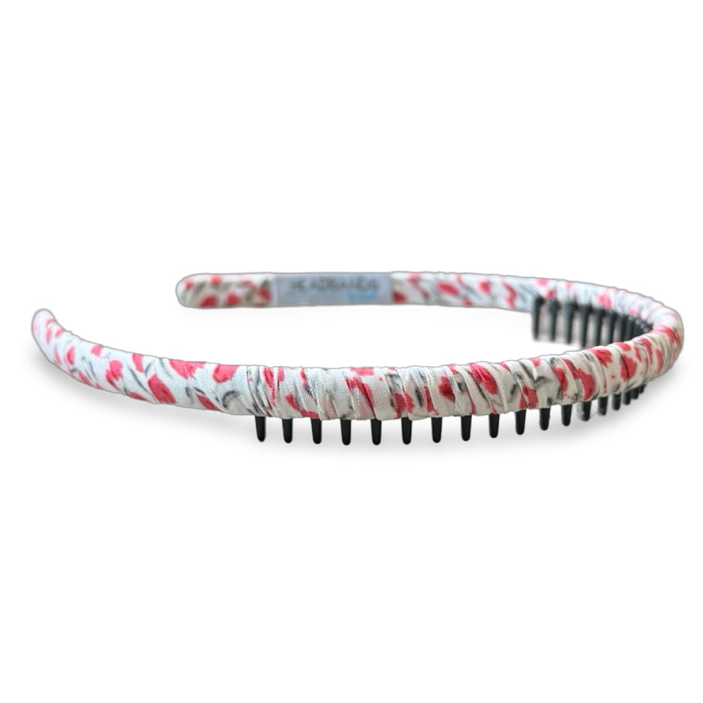 Thin Floral Headband - Red