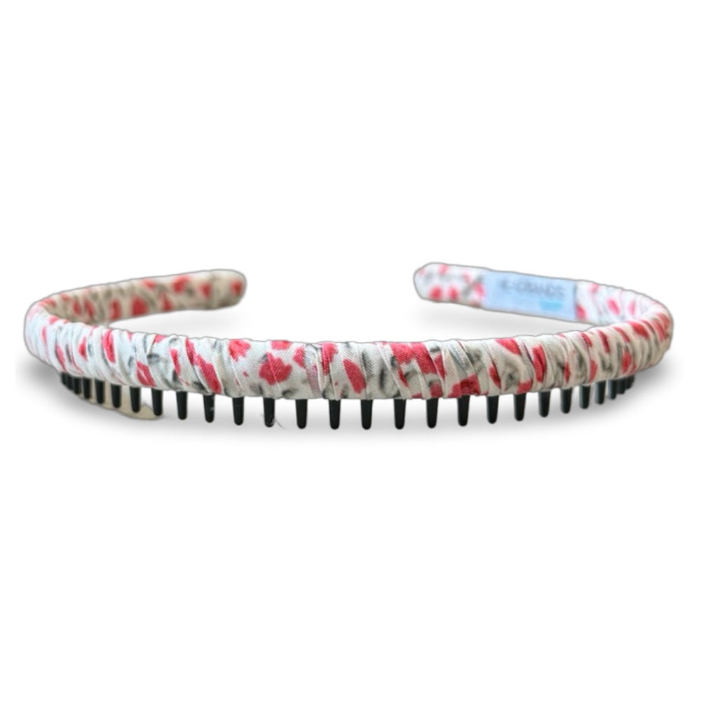 Thin Floral Headband - Red