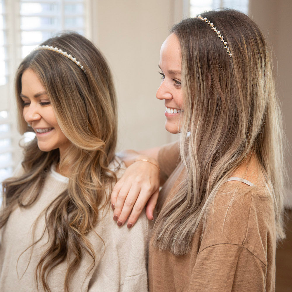 Thin Embellished Headband - Gem Leaf