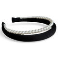 Classic Double Headband Set - Black and Pearl