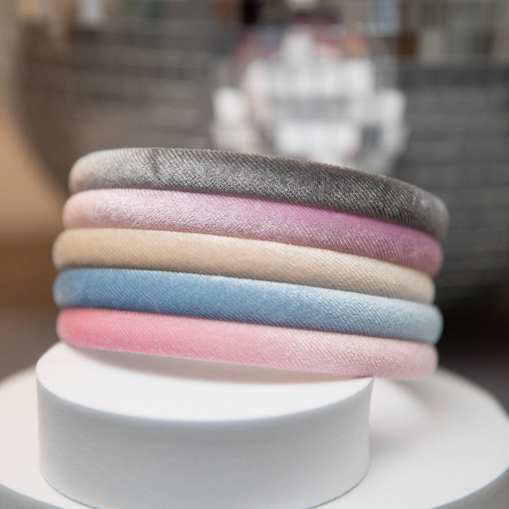 Classic Thin Padded Headband Set - Pink + Blue