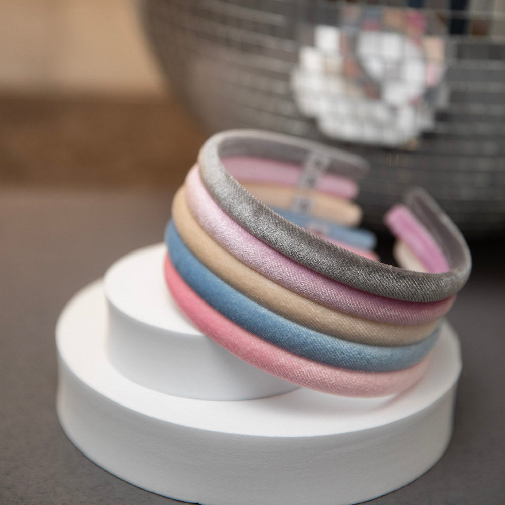 Classic Thin Padded Headband Set - Tan + Purple + Grey