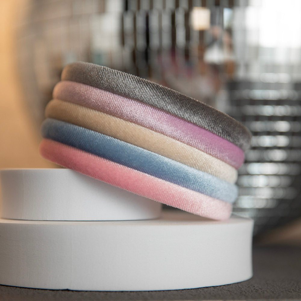 Classic Thin Padded Headband Set - Pink + Blue