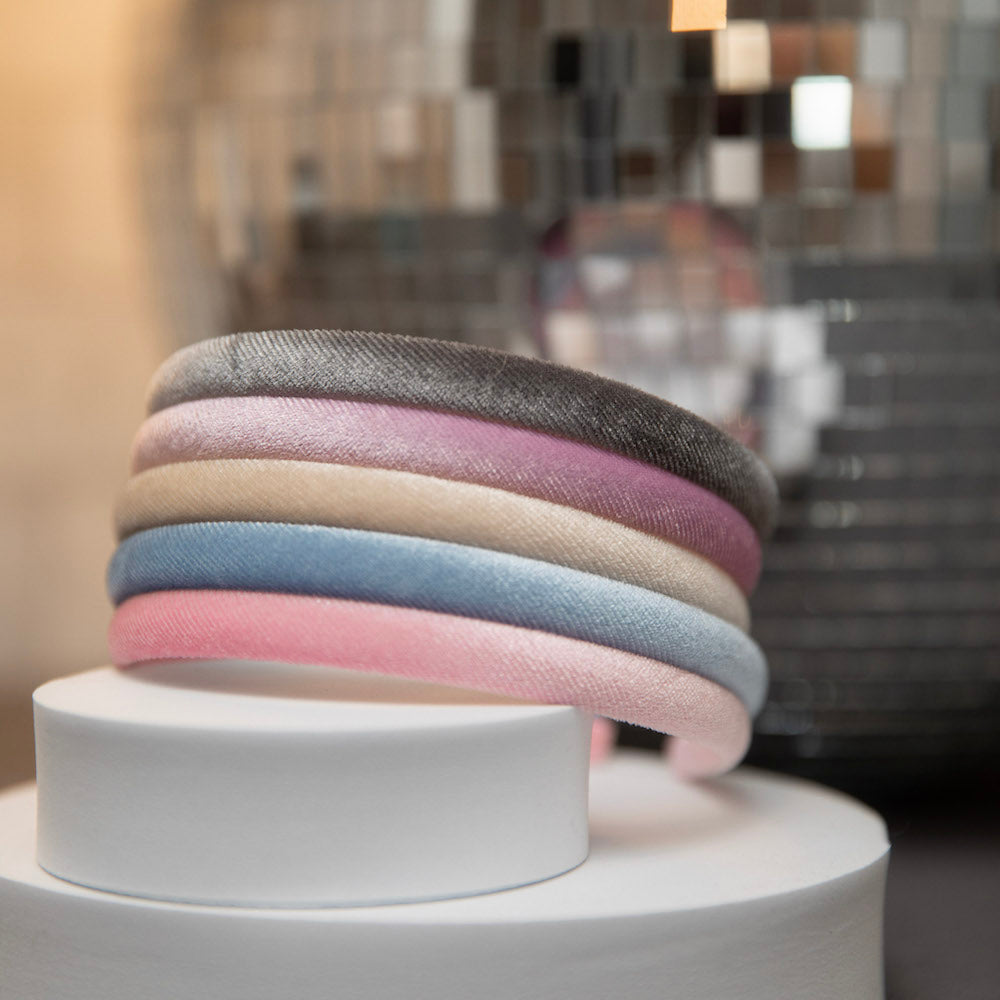 Classic Thin Padded Headband Set - Pink + Blue