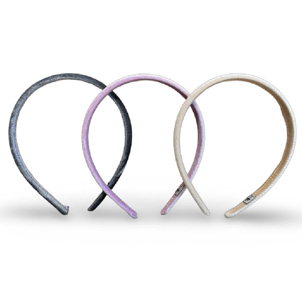 Classic Thin Padded Headband Set - Tan + Purple + Grey