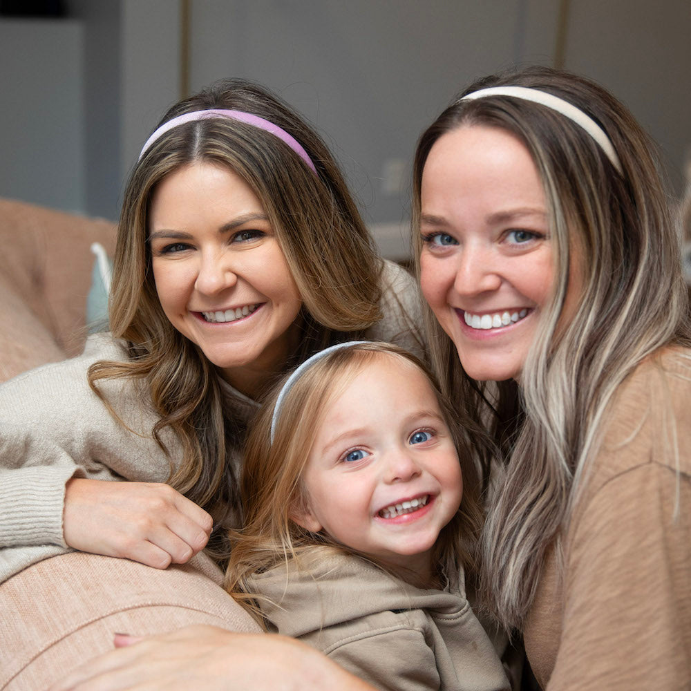 Classic Thin Padded Headband Set - Tan + Purple + Grey