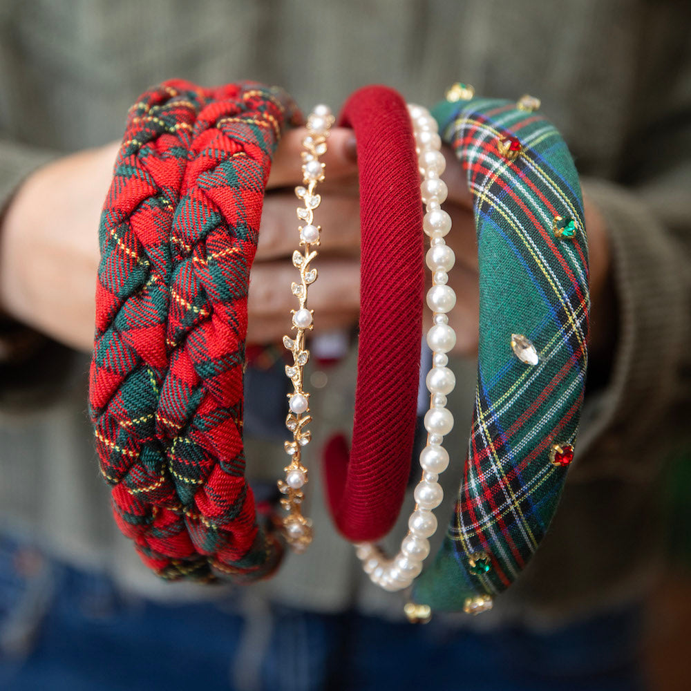 Thin Embellished Headband - Gem Leaf