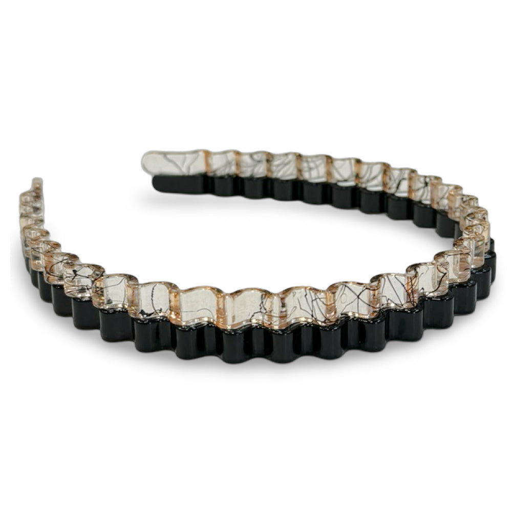 Thin Wavy Headband Set - Black + Clear