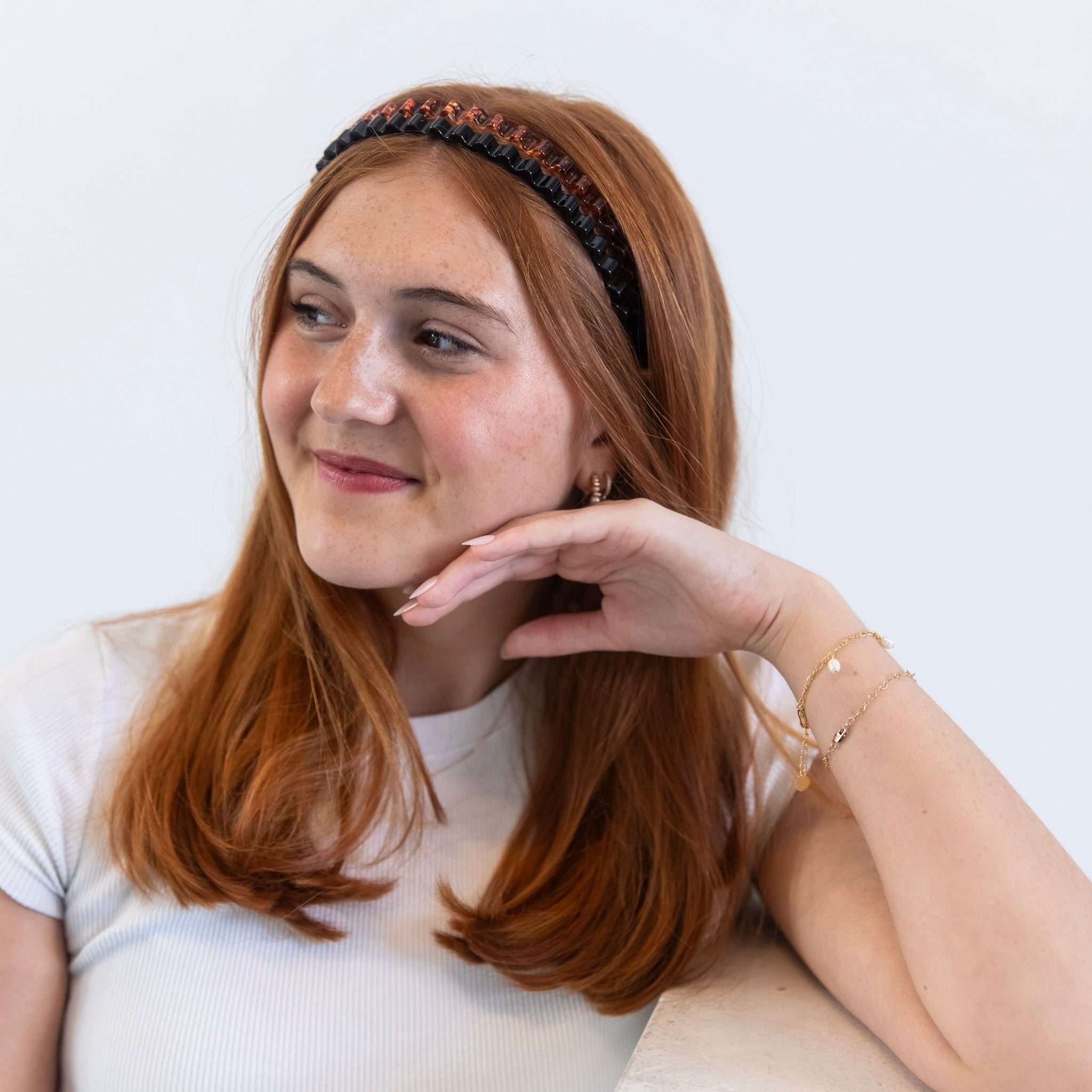 Thin Wavy Headband Set - Black + Clear