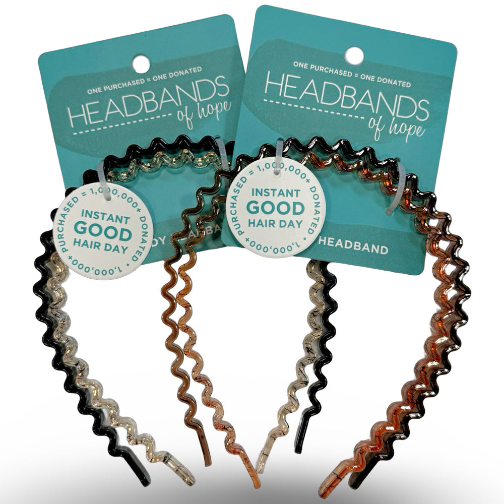 Thin Wavy Headband Set - Black + Clear