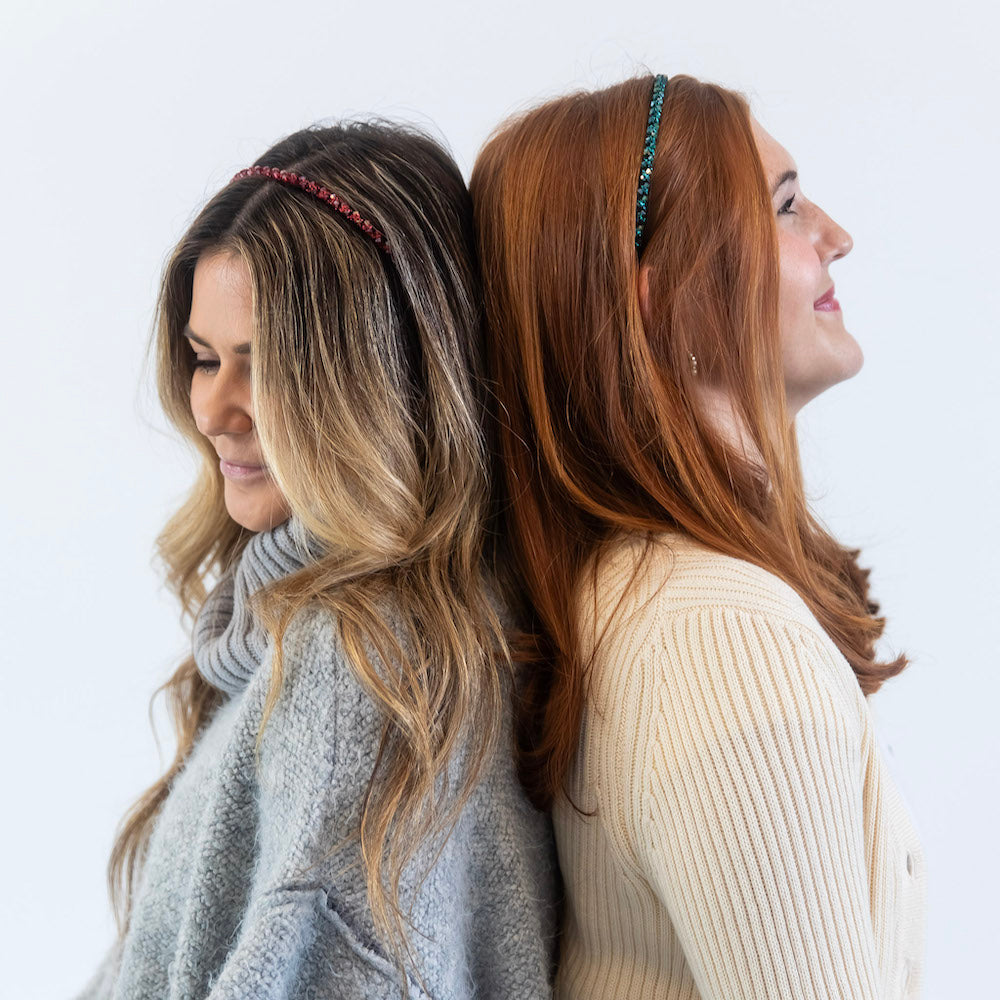 Thin Beaded Headband Set - Red + Green