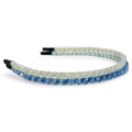 Thin Beaded Headband Set - Blue + Silver