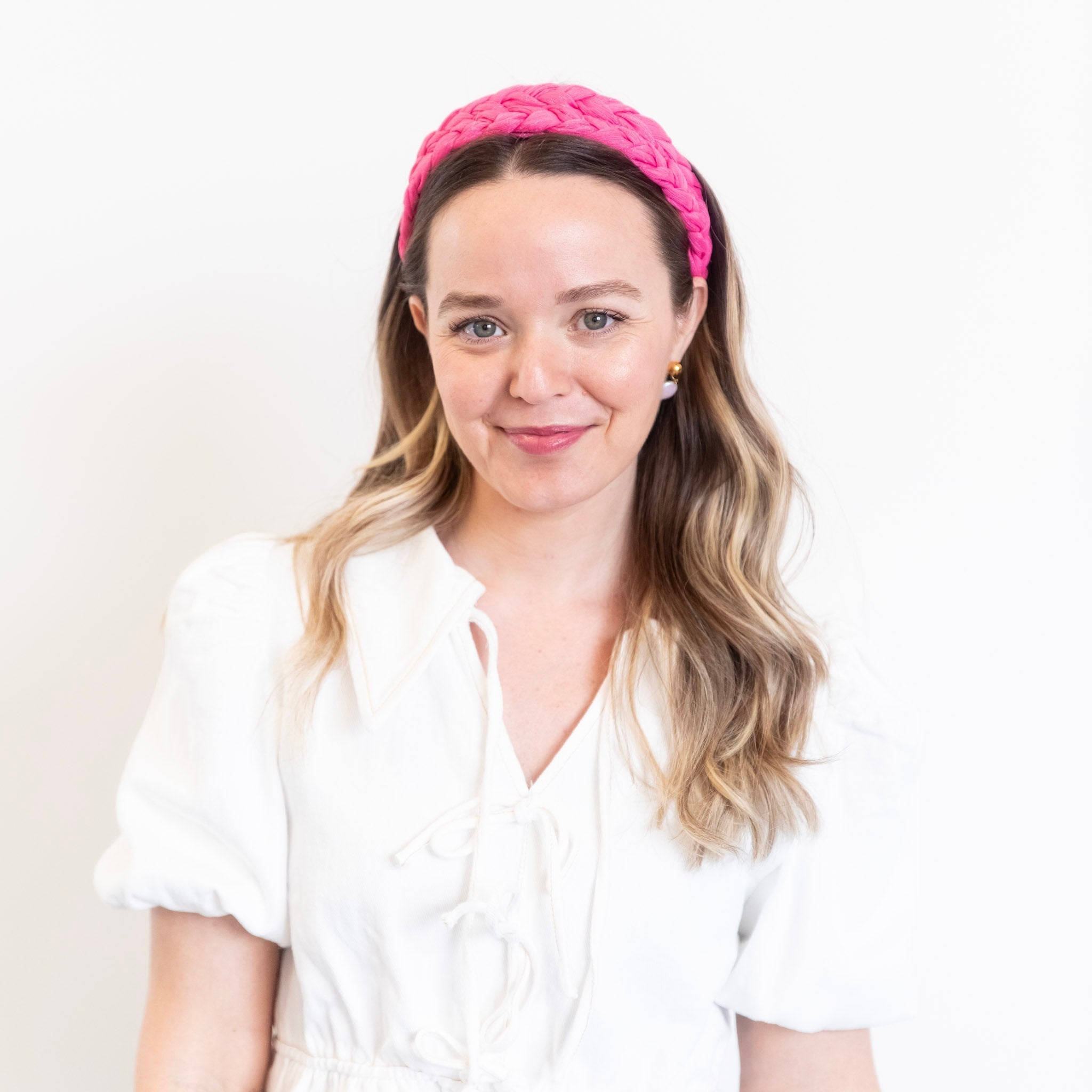 Blushing Braid Headband - Hot Pink