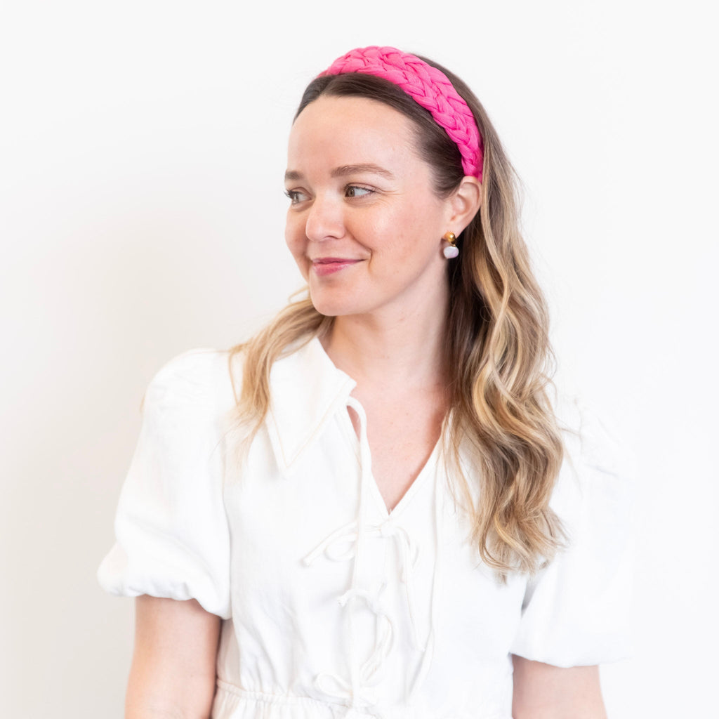 Blushing Braid Headband - Hot Pink