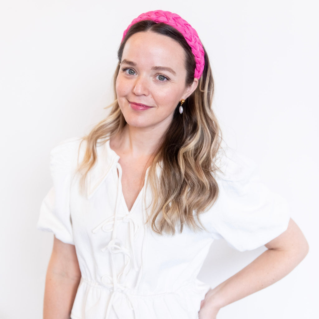 Blushing Braid Headband - Hot Pink