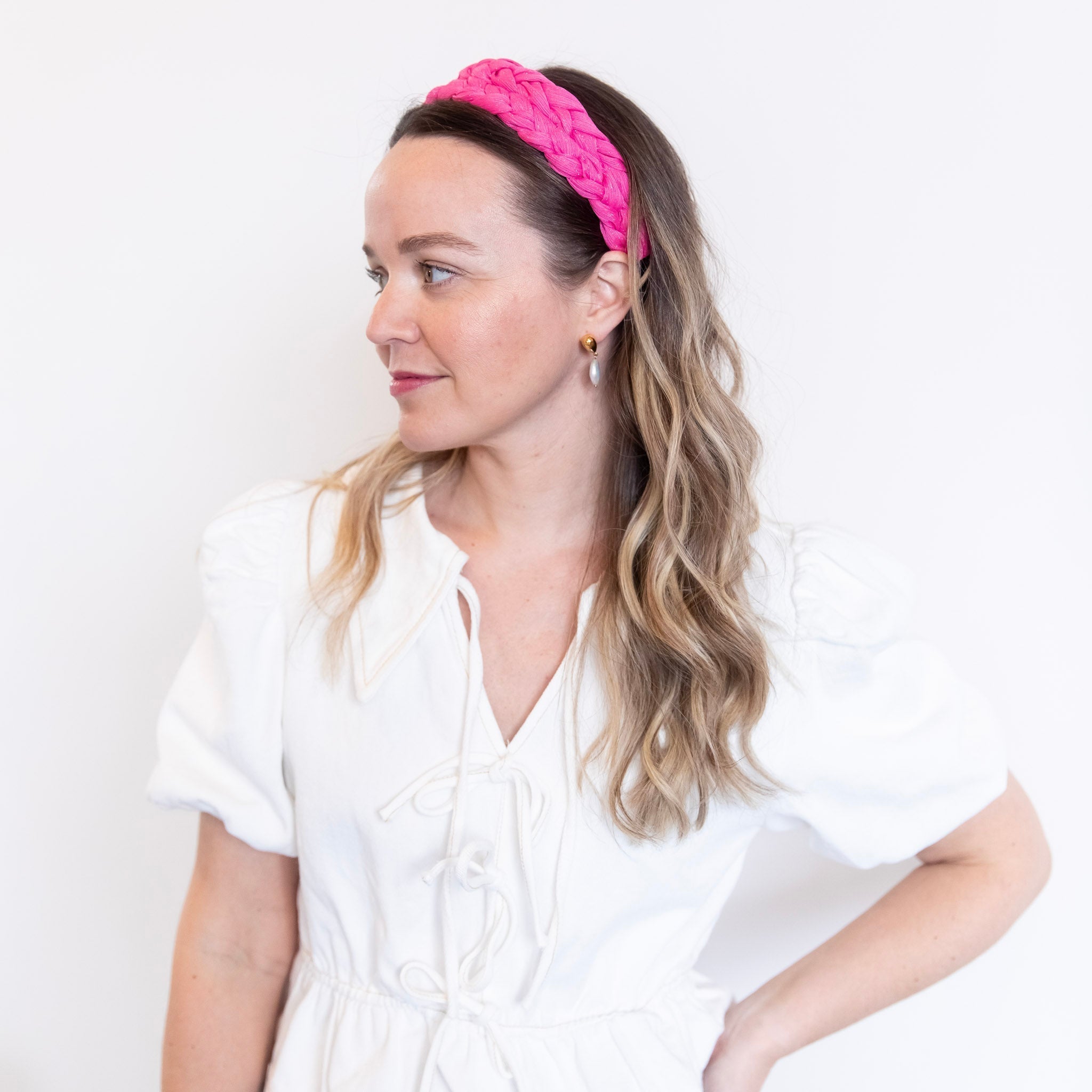 Blushing Braid Headband - Hot Pink