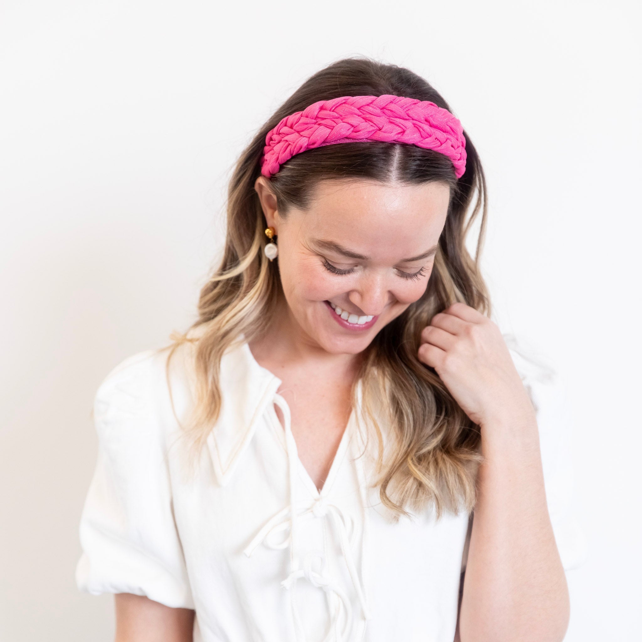 Blushing Braid Headband - Hot Pink