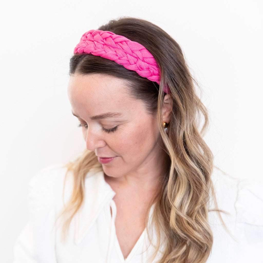 Blushing Braid Headband - Hot Pink
