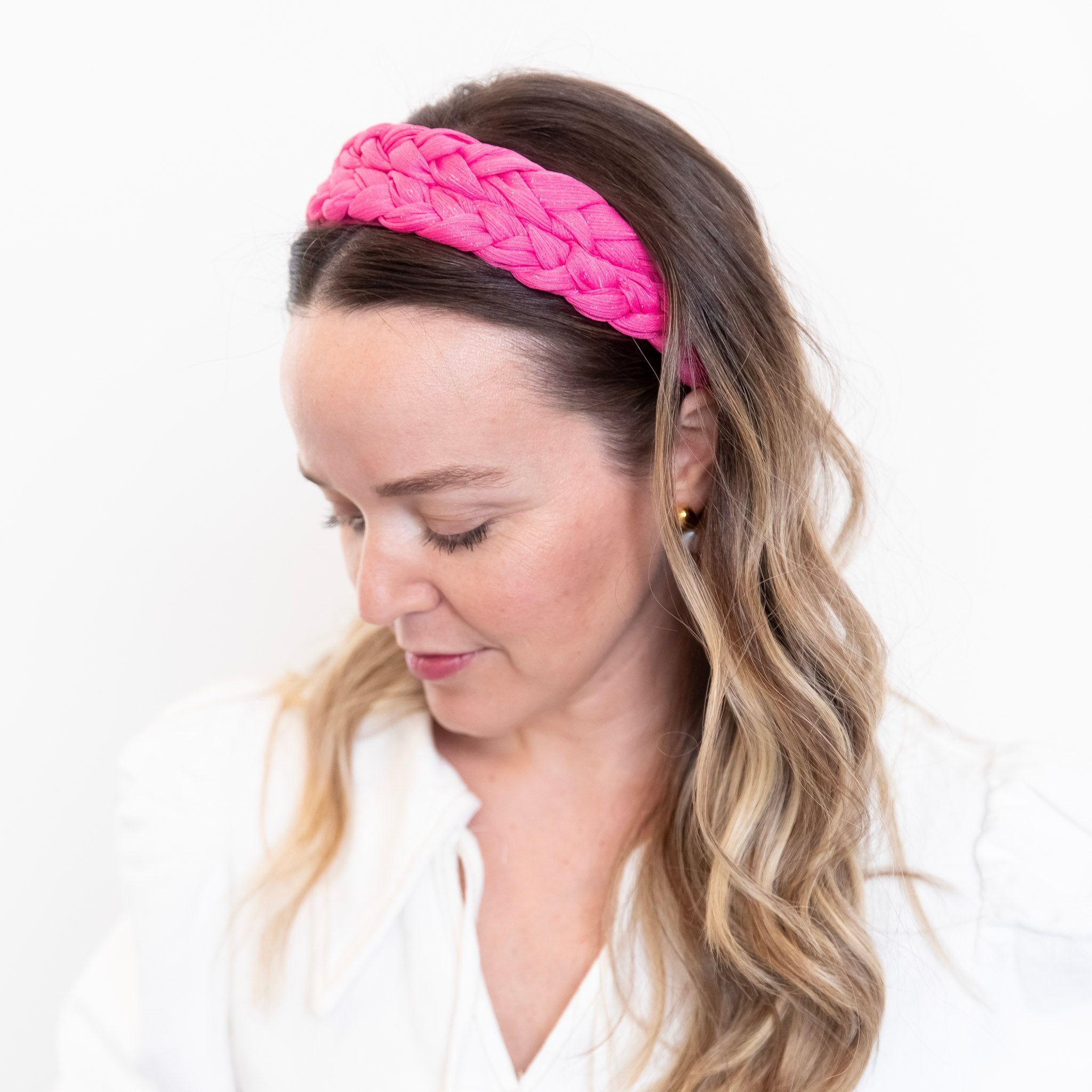 Blushing Braid Headband - Hot Pink