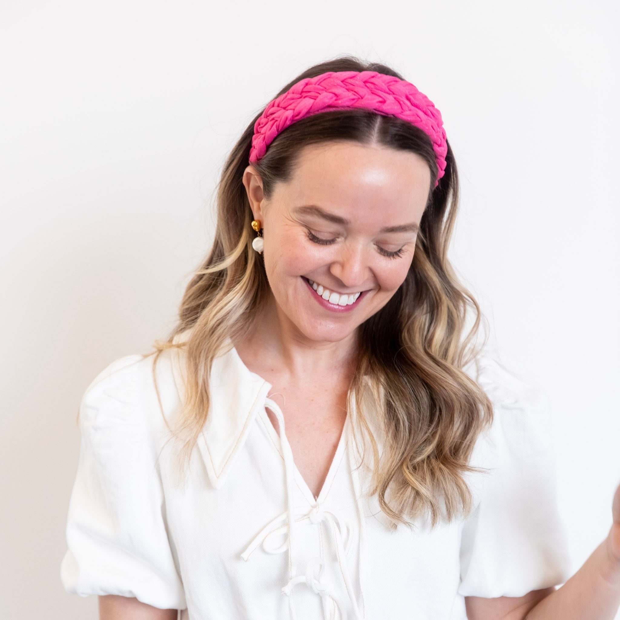 Blushing Braid Headband - Hot Pink