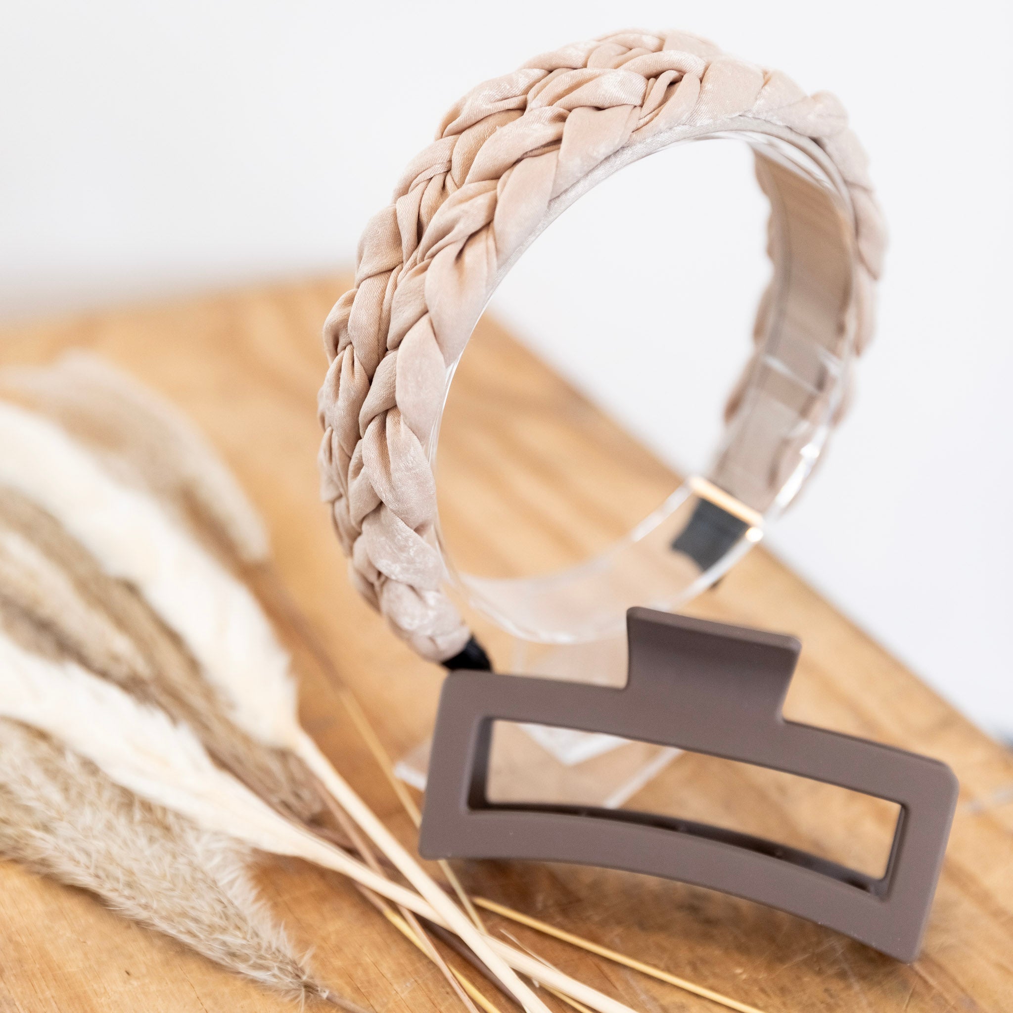 Blushing Braid Headband - Taupe
